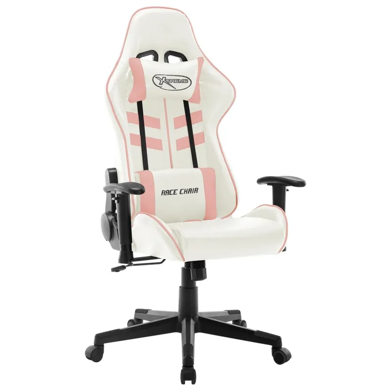 vidaXL Gamingstol vit och rosa konstläder #3785