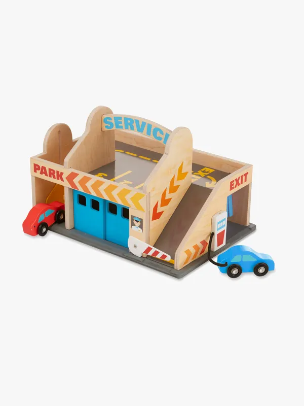 Melissa & Doug Parkeringsgarage Service med 2 Bilar