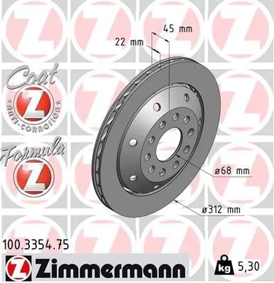 Bromsskiva ZIMMERMANN 100.3354.75