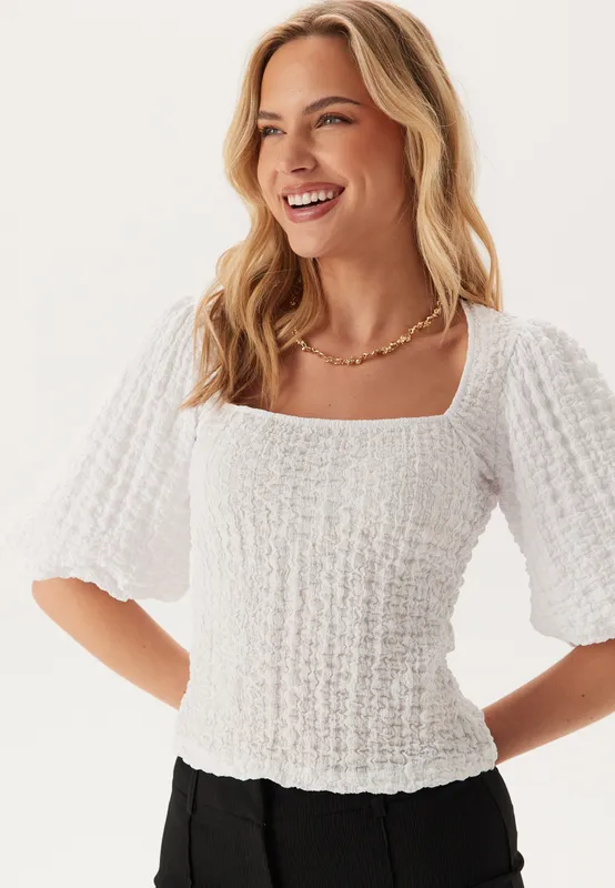 Square Neck Volume Sleeve Top (#9540)