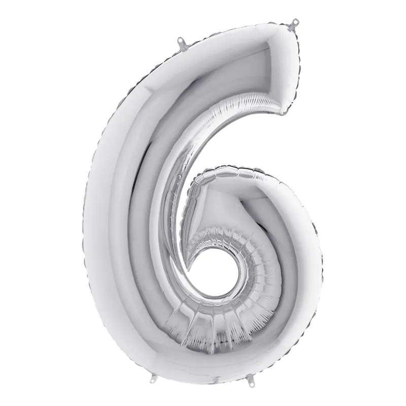 Sifferballong Silver Metallic – Siffra 6