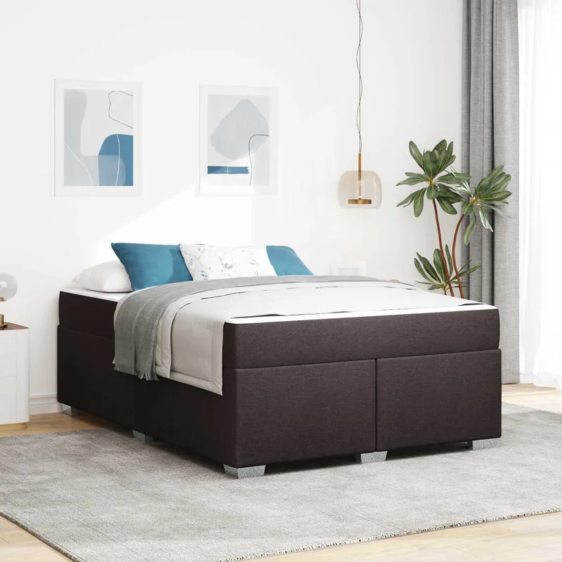 vidaXL Sängram med madrass Mörkbrun 160 x 200 cm tyg (#2942)