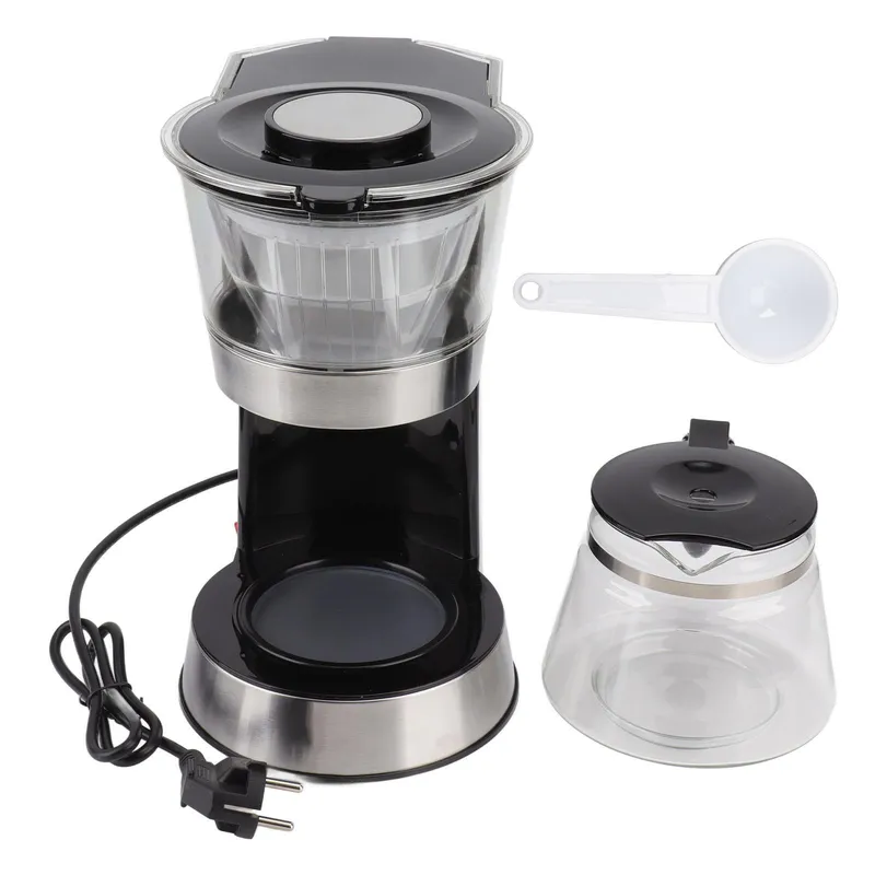 1,2L Halvautomatisk Kaffemaskin med Tekanna Hushållskaffebryggare Set L