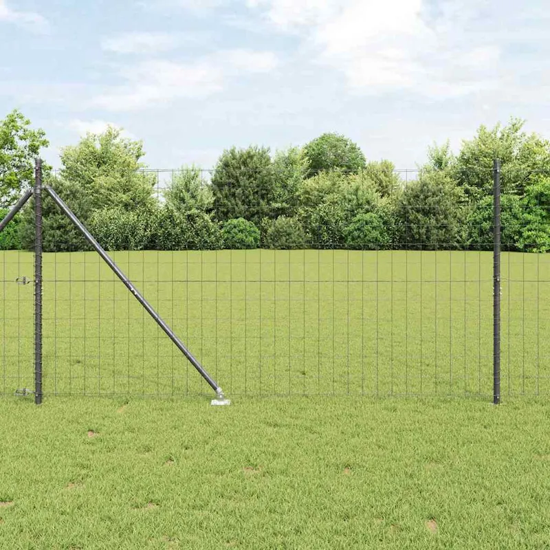 vidaXL Euro Staket med Spikar 10 x 1,4 m PVC-belagda stål Grå Mesh