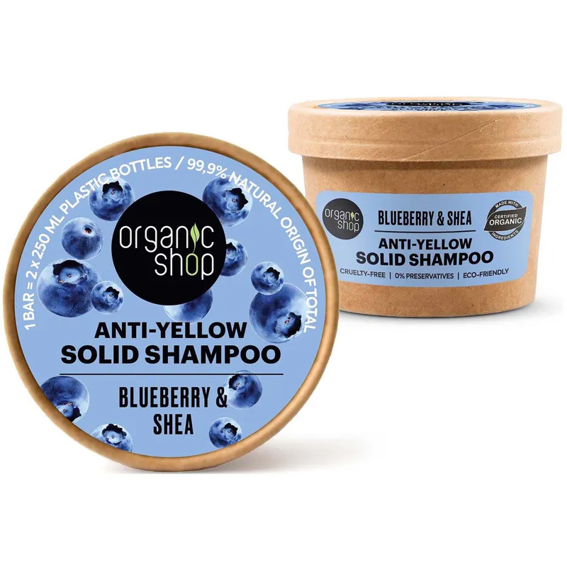 Organic Shop Anti-Yellow Solid Shampoo Blueberry & Shea 60 g