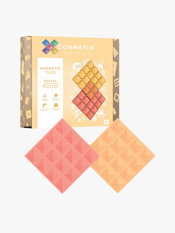 Connetix Magnetiska plattor - 2-Delar - Lemon & Peach