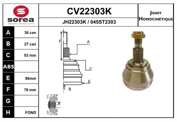 Ledsats, drivaxel EAI CV22303K