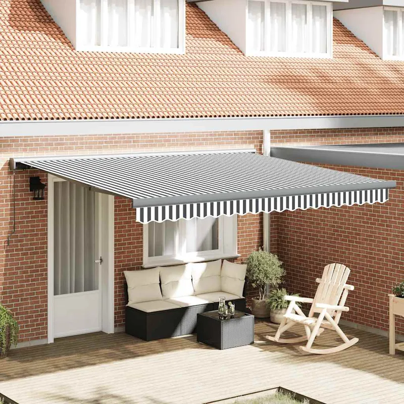 vidaXL Markis infällbar antracit och vit 4×3 m tyg&aluminium