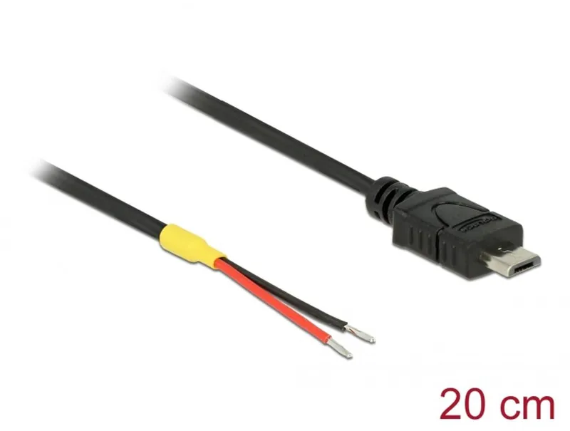 Delock USB Micro-B kabel till öppna ledare - svart 20 cm