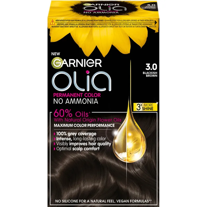 Garnier Olia Permanent Hårfärg 3.0 Blackish Brown