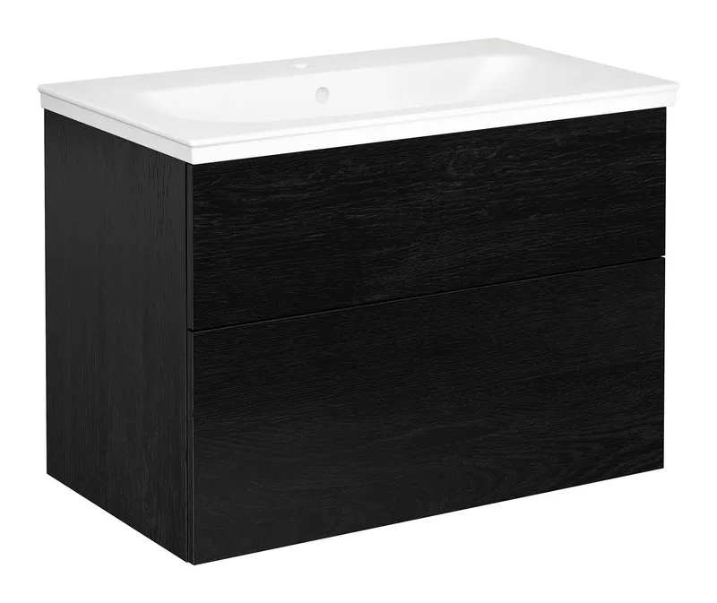 Gustavsberg Artic Kommodpaket slät, svart ek, 80 cm