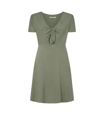 Pepe Jeans för kvinnor. PL953568 Nani klänning grön (L), Casual, Viskos, Kort ärm, Hållbar