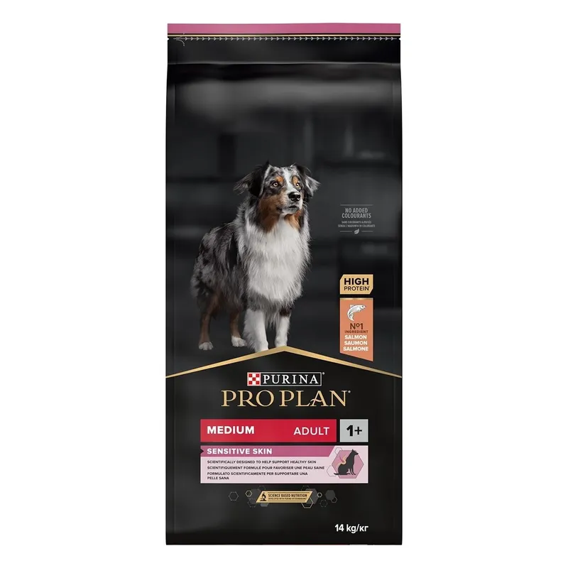 Medium Adult Sensitive Skin Salmon hundfoder - 14 kg