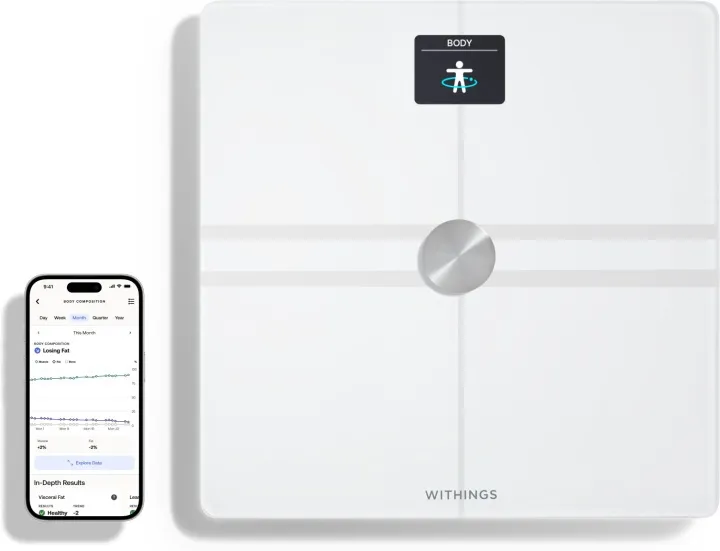 Withings Body Comp våg med viktanalys och pulsmätning Medicinteknisk produkt (vit)