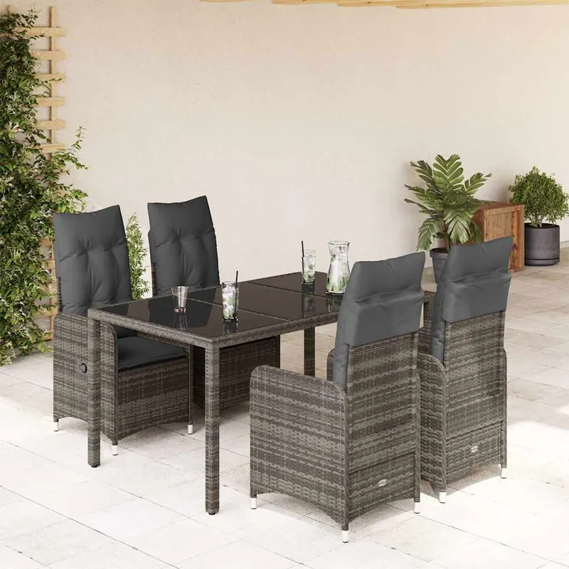 vidaXL Caféset med dynor 5 delar konstrotting grå (#7606)