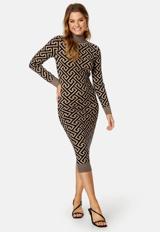 Aria LS High-Neck Calf Dress (#0342)