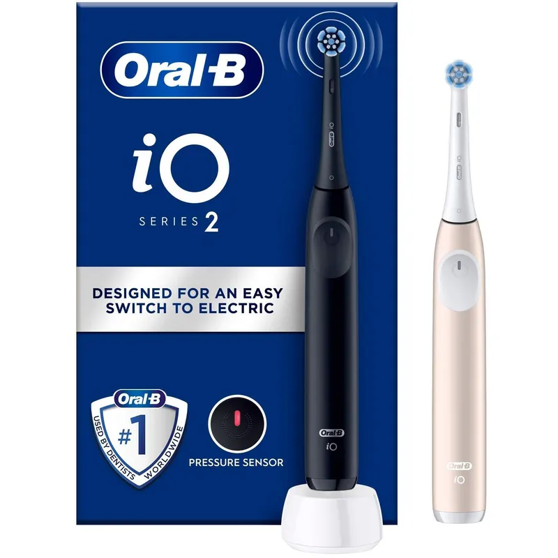 Oral-B iO Series 2 elektrisk tandborste Night Black/Calm Pink med 2 handstycken
