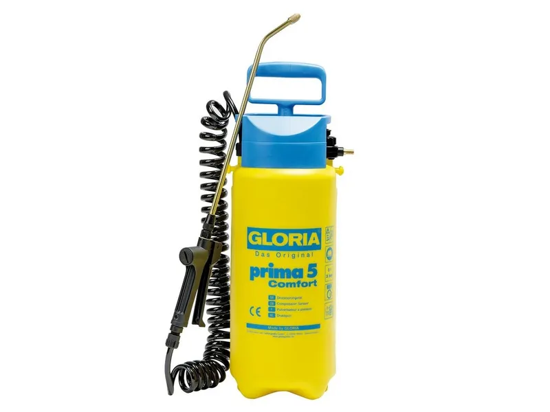 GLORIA Prima 5 Comfort, Handträdgårdspruta, 7 l, 5 l, Blå, Gul, Plast, mässing