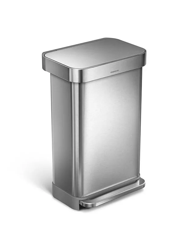 Simplehuman 45L rektangulär soptunna med linerficka, borstad
