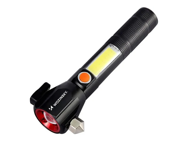 Wozinsky WLR-31 5W 500lm CREE 3-in-1 Multifunction Flashlight with Glass Breaker and Seat Belt Cutter - Black