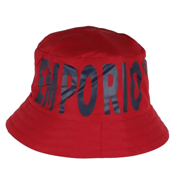 Emporio Armani bucket hat - Vändbar - Röd/Marinblå m. Tryck