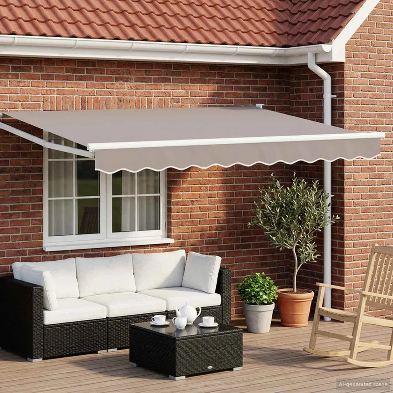 vidaXL Electric Awning Frame with LED and Wind Sensor 3.5 x 2.5 m Vit