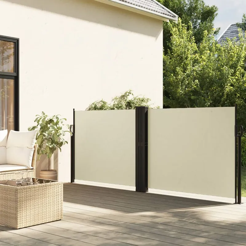 vidaXL Infällbar sidomarkis gräddvit 140×1000 cm