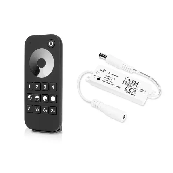 Styrdon till LED-list AGGE Single Color Mini Controller, RF 2.4 GHz, Styrdon + Fjärrkontroll Wall Mount Touch Panel