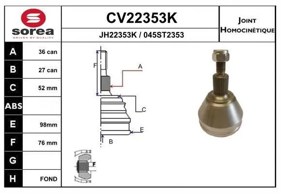 Ledsats, drivaxel EAI CV22353K