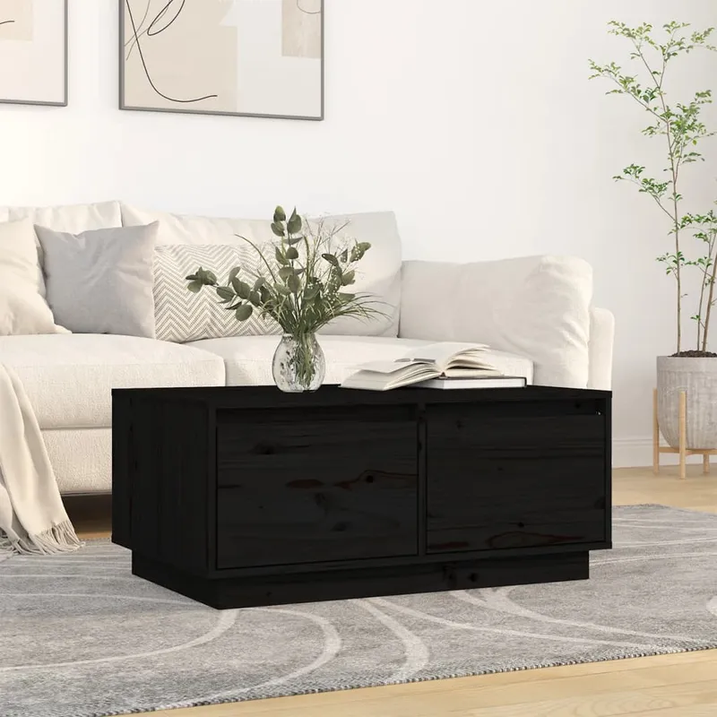 vidaXL Soffbord svart 80x50x35 cm massivt furu