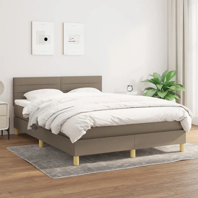 vidaXL Ramsäng med madrass taupe 140×190 cm tyg (#3574)