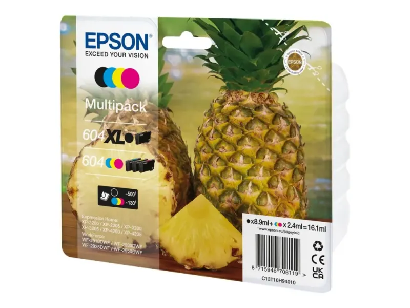 Epson 604XL Multipack – 4-pack – XL (svart) + standardkapacitet – svart, cyan, magenta, gul – original – blister – bläckpatron – för Expression Hom…