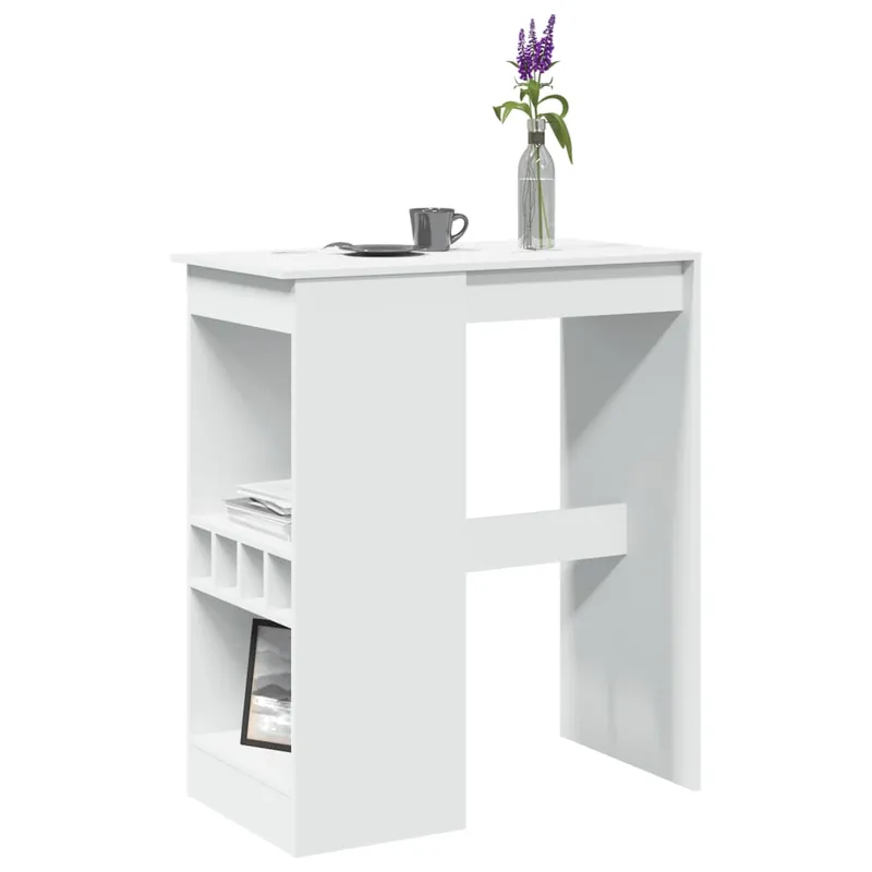 Vidaxl Barbord med Fack, Vit, 90X47,5X103,5 Cm