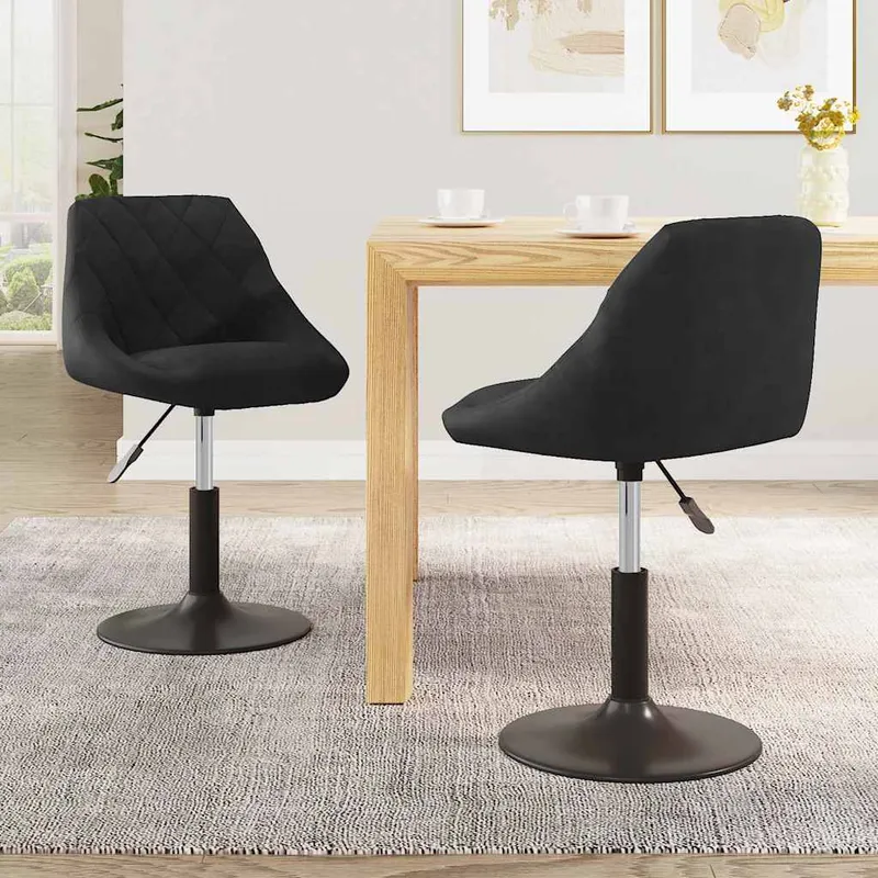 vidaXL Snurrbara matstolar 2 st svart sammet (#7046)