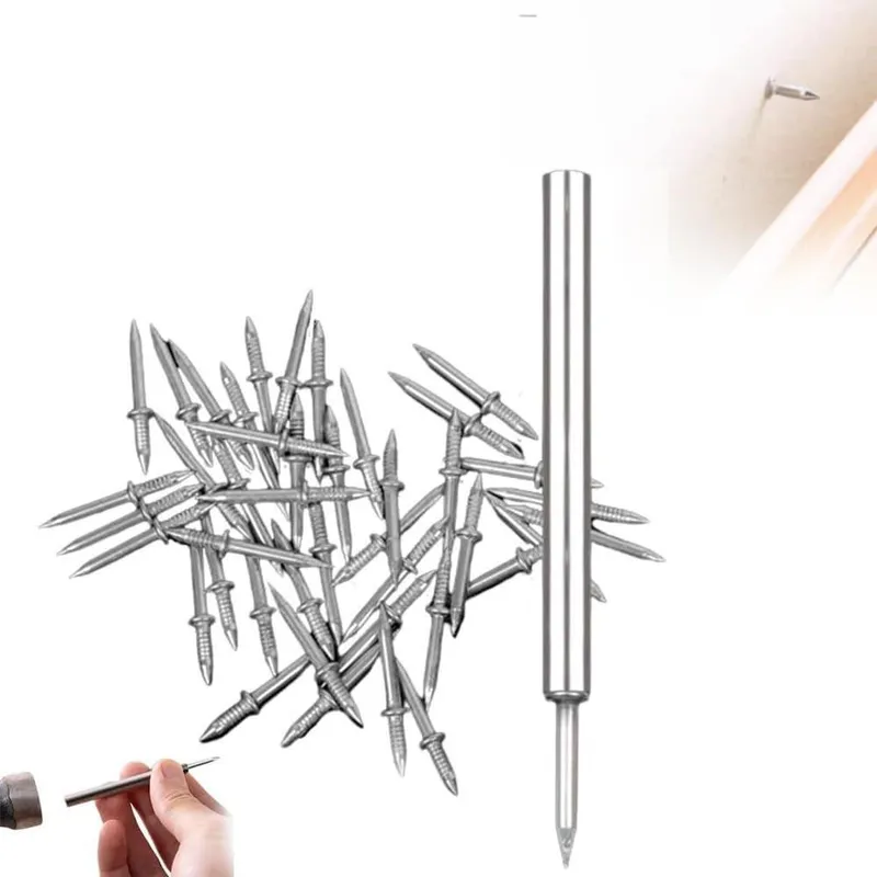 100 st sömlösa naglar, dubbelhuvudena naglar, repfria naglar för sockel, osynliga repfria säkerhetsskruvar 100pcs+1PC tool