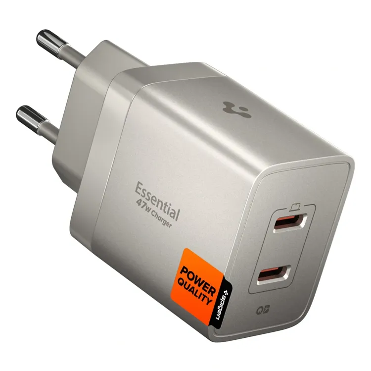 Spigen Essential 47W Wall Charger | 2x USB-C | Natural Titanium