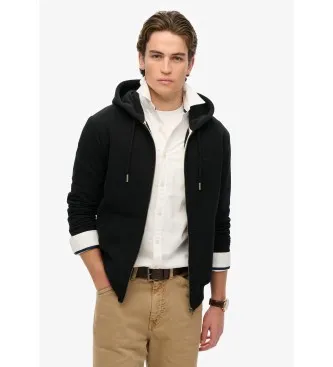 Superdry för män. M2014128A Luvtröja med dragkedja och logotyp Essential svart (S), Casual, Bomull