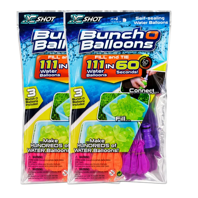 Vattenballonger 222-pack - snabbfyllda latexballonger med självförslutande band