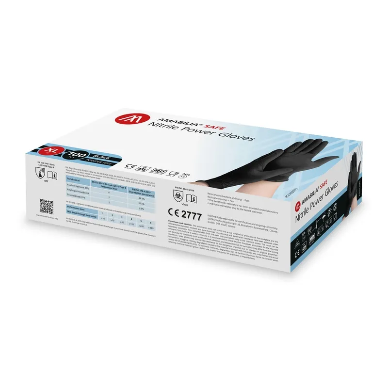 Amabilia Medical Amabilia Safe Nitrilhandskar Power Glove Svart XL 100 st