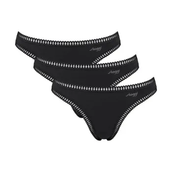 Sloggi Trosor 3P GO Crush String Svart bomull X-Small Dam