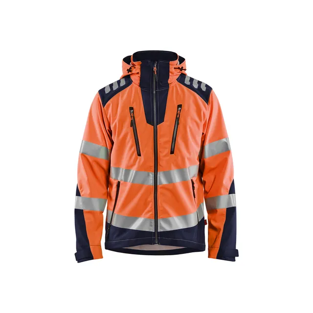 SOFTSHELLJACKA 4491 2513 VARSEL VARSELORANGE/MARINB XXL | Beijerbygg Byggmaterial
