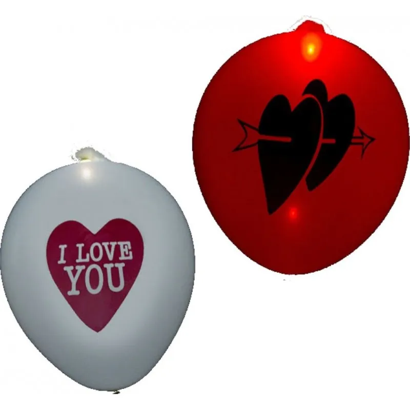 LED-ballonger röd/vit latex med inbyggd LED-lampa romantisk dekoration 5-pack 25 cm
