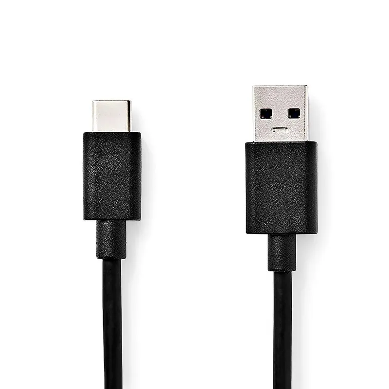 USB-kabel | USB 3.2 Gen 1 | USB-A Hane | USB-C™ Hane | 15 W | 5 Gbps | Nickelplaterad | 1.00 m | Rund | PVC | Svart | Label