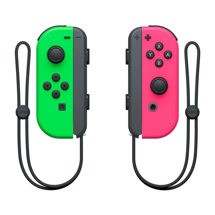 Ett par Neon Green & Neon Pink Joy-Con-kontroller för Nintendo Switch