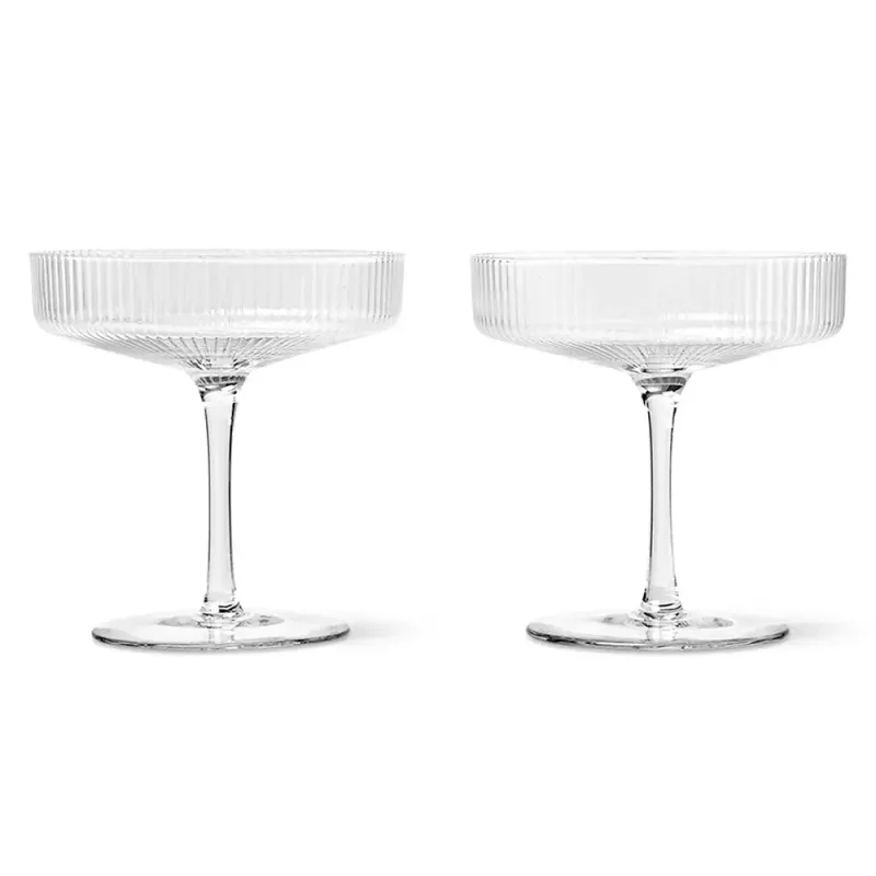 Ferm Living, Ripple Champagneglas 2 st – Clear