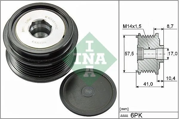 Frihjulskoppling, generator INA 535 0282 10