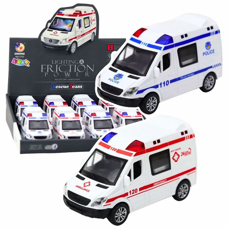 Polisbil ambulansleksak med ljus och ljud
