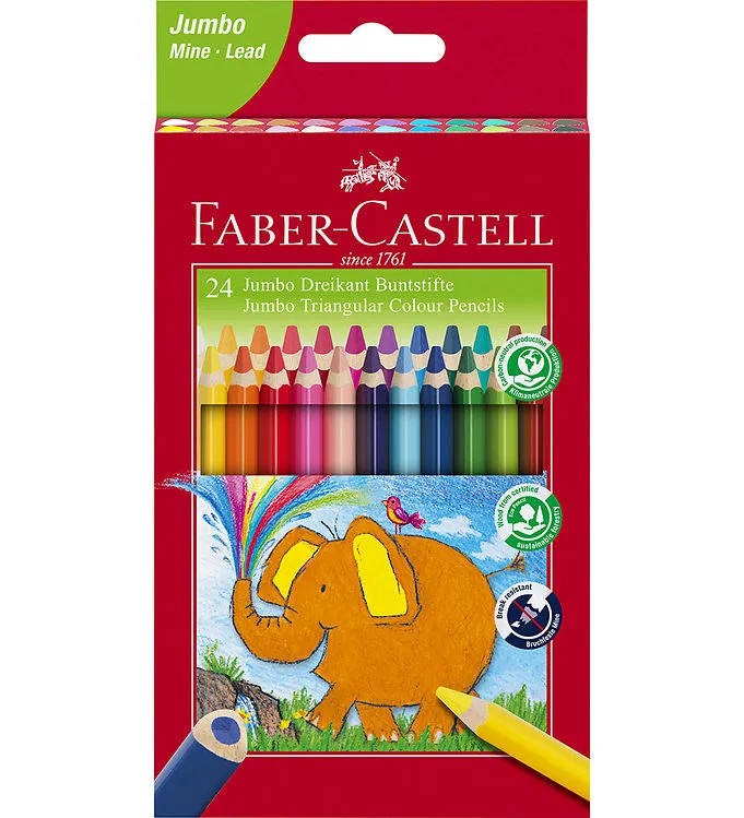 Faber-Castell Färgpennor – Triangulär – Jumbo – 5,4 mm – 24 st