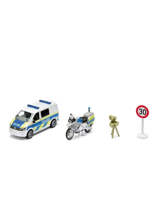 Siku Bil m. Motorcykel - VW T6 m. BMW Police Motorcykel - 1:50 -