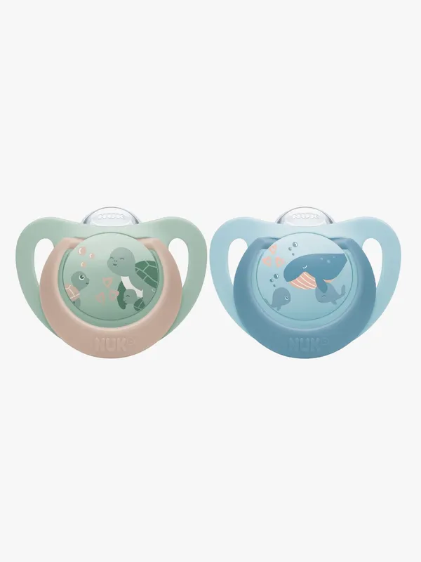 Nuk Nappar - 2-pack - First Choice - Turtle/Whale - Grön/Blå